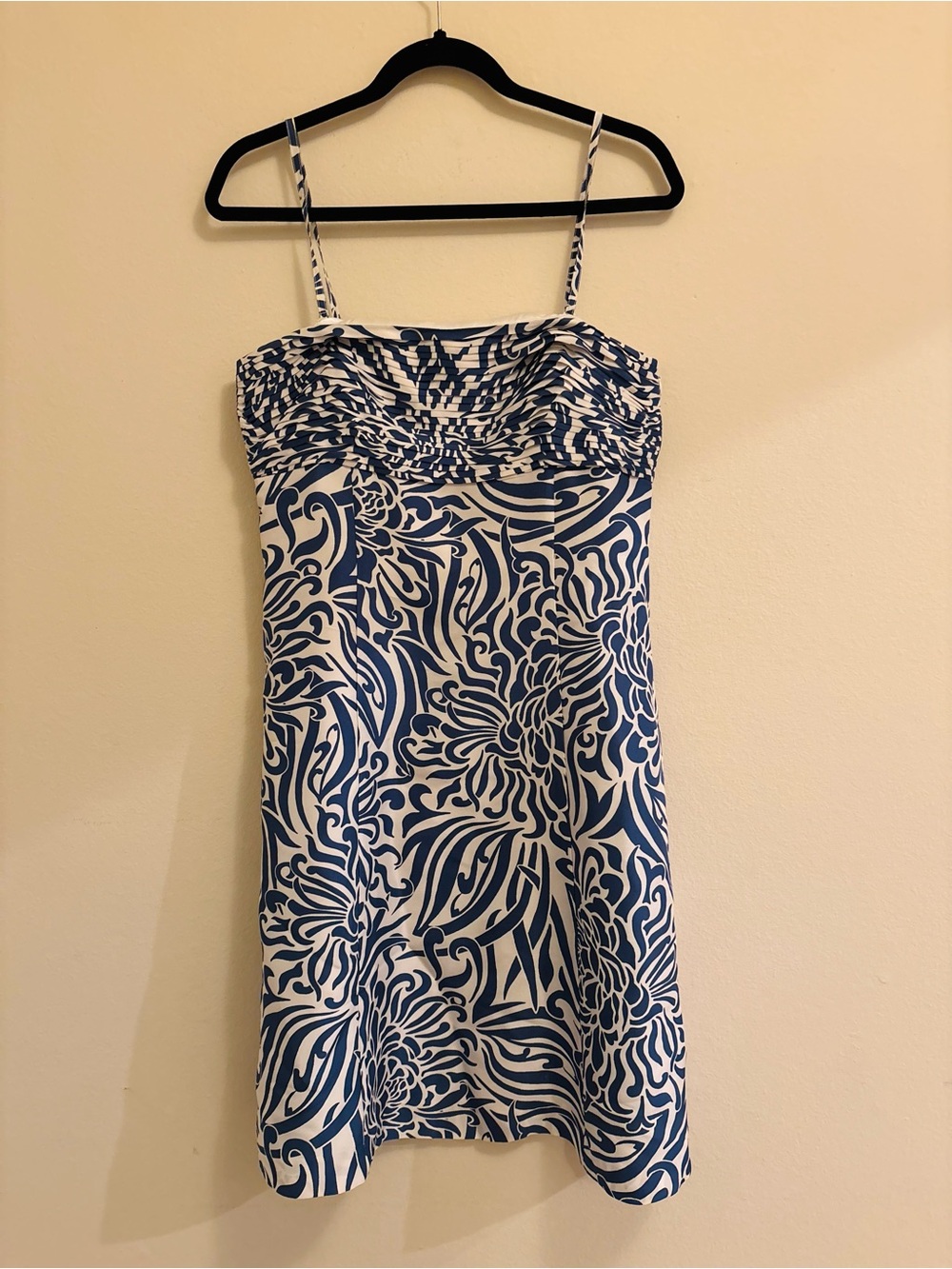 Ann Taylor Blue & White Spaghetti Strap Mini Dress